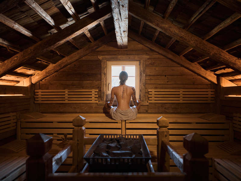 Sauna al fieno all‘hotel benessere a Corvara: Sporthotel Panorama